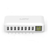 ILEPO USB Charger with LED Digital Display 40W 8A Max 2.4A 8-Ports USB Hub Charger for iPhone iPad Smart Phone and Other Devices