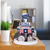 Independence Day Tiered Tray Decoration 4th Of July Ornament Wooden Decor Set Theme Party Ornaments For Home Decor