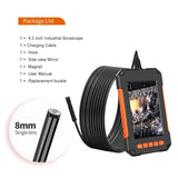 Industrial Endoscope Camera 1080P 4.3 Inch IPS Single Dual Lens Pipe Car Inspection Borescope IP68 Waterproof With LED