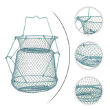 Iron Fish Basket Crab Collapsible Fishing Net Cage Netting Tool Supplies Equipment Storage