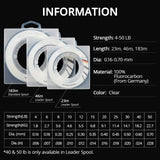 KastKing Kovert 23m 46m 183m 4-50LB 0.16-0.7mm 100% Carbon Sinking Fishing Line Strong Fluorocarbon Leader Line German Material