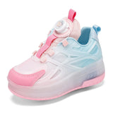 Kid Boys Girls Flashing Roller Skate Shoes USB Charging Children Fashion LED Light Up Shoes Luminous Wheels Sneakers for Street