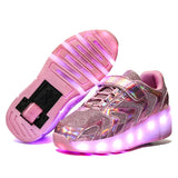Kids Roller Skates Shoes Boys Girls 2 Wheels USB Charging Led Lighted Flashing Sneaker Children Sliding Sport Footwear Toys Gift