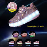 Kids Roller Skates Shoes Boys Girls 2 Wheels USB Charging Led Lighted Flashing Sneaker Children Sliding Sport Footwear Toys Gift