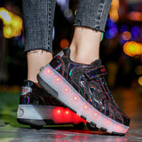 Kids Roller Skates Shoes Boys Girls 2 Wheels USB Charging Led Lighted Flashing Sneaker Children Sliding Sport Footwear Toys Gift