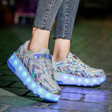 Kids Roller Skates Shoes Boys Girls 2 Wheels USB Charging Led Lighted Flashing Sneaker Children Sliding Sport Footwear Toys Gift