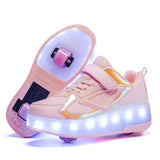 Kids Roller Skates Shoes Led Light Flashing Light 2 Wheels Skating Sneaker Flying Shoe Recharge Multi Light Breatheable Boy Girl