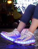 Kids Roller Skates Shoes Led Light Flashing Light 2 Wheels Skating Sneaker Flying Shoe Recharge Multi Light Breatheable Boy Girl