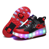 Kids Roller Skates Shoes Led Light Flashing Light 2 Wheels Skating Sneaker Flying Shoe Recharge Multi Light Breatheable Boy Girl