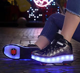 Kids Roller Skates Shoes Led Light Flashing Light 2 Wheels Skating Sneaker Flying Shoe Recharge Multi Light Breatheable Boy Girl