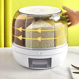 Kitchen Grain Storage Container Dispenser, 360 ° Rotation, One Click Output, 6-cell Storage, Suitable For, Beans, and Rice