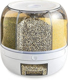 Kitchen Grain Storage Container Dispenser, 360 ° Rotation, One Click Output, 6-cell Storage, Suitable For, Beans, and Rice