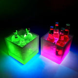 LED Ice Bucket Double Layer Bucket For Beverage Tubs Wine Beer Square Straight Red Wine Champagne LED Ice Buckets 3.5L