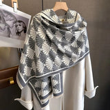Luxury Brand Winter Pashmina Warm Cashmere Scarf for Women Design Shawls and Wraps Poncho Female Thick Blanket Bufandas Echarpe