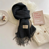 Luxury Solid Cashmere Blanket Scarf Warm Pashmina Winter Double Side Diffrent Color Shawl Wraps Bufanda with Tassel Echarpe New