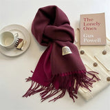 Luxury Solid Cashmere Blanket Scarf Warm Pashmina Winter Double Side Diffrent Color Shawl Wraps Bufanda with Tassel Echarpe New