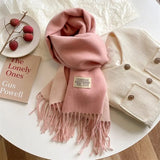 Luxury Solid Cashmere Blanket Scarf Warm Pashmina Winter Double Side Diffrent Color Shawl Wraps Bufanda with Tassel Echarpe New