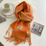 Luxury Solid Cashmere Blanket Scarf Warm Pashmina Winter Double Side Diffrent Color Shawl Wraps Bufanda with Tassel Echarpe New