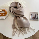 Luxury Solid Cashmere Blanket Scarf Warm Pashmina Winter Double Side Diffrent Color Shawl Wraps Bufanda with Tassel Echarpe New