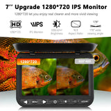 MOQCQGR 7 inch 1080P Underwater fishing Camera for fishing room,10000mAh Rechargeable Battery Fish Finder for winter ice fishing