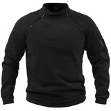 Men's Outdoor Warm And Breathable Tactical With Zipper Design, Standing Neck, Long Sleeves, Thickened Solid Color Sweater