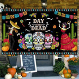 Mexican Festival Theme Backdrop Day Of The Dead Background Portable Holiday Wall Banner Decor For Living Room Fireplace Party