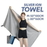 Microfiber Quick Dry Gym Towel Silver ION OdorFree Absorbent Fiber Fast Drying Workout Gear for Body Sweat Working Out Towels