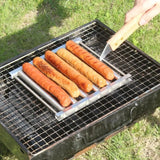 Mini Grill Rack Heat Resistant BBQ Sausage Roller With Wood Handle Grilling Utensils For Camping Snack Stalls Barbecue Parties