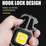 Mini LED Flashlight Work Light Rechargeable Camping Light COB Keychain Light Portable Pocket Wrench Screwdriver Safety Hammer