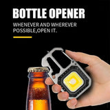 Mini LED Flashlight Work Light Rechargeable Camping Light COB Keychain Light Portable Pocket Wrench Screwdriver Safety Hammer