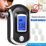Mini Police Breathalyzer With 5 Mouth Pieces LCD Display Accurate Breath Alcohol Tester For Law Enforcement And Personal Use
