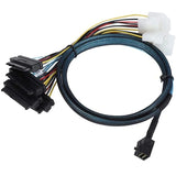 Mini Sas SFF-8643 TO SFF-8482 Hard Disk Data Cable with Large 4P Power Server Cable