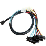 Mini Sas SFF-8643 TO SFF-8482 Hard Disk Data Cable with Large 4P Power Server Cable
