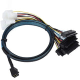Mini Sas SFF-8643 TO SFF-8482 Hard Disk Data Cable with Large 4P Power Server Cable