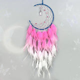 Moon Shape Dreamcatcher Led Decor Blue Dreamcatcher Handmade Led Dream Catchers Dreamcatchers Ornaments Craft For Kids Family
