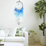 Moon Shape Dreamcatcher Led Decor Blue Dreamcatcher Handmade Led Dream Catchers Dreamcatchers Ornaments Craft For Kids Family