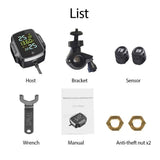 Motorcycle TPMS Motorbike Tire Pressure Monitoring System Tyre Temperature Alarm System with QC 3.0 USB Charger for Phone Tablet
