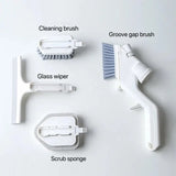 Multifunctional Kitchen Cleaning Brush Five-Piece Press Spray Tile Brush Glass Wiper Sponge Wipe Crevices Cleaning Set