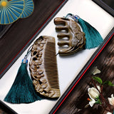 Natural Green Sandalwood Comb Combination Set Mini Retro Head Meridian Natural Wide Teeth Carved Online Celebrity Gift Box.