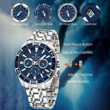 New REWARD Business Watches for Men Stainless Quartz Wristwatch Waterproof Chronograph Luminous Date Sports Mens Wrist Watch