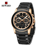 New REWARD Quartz Watches for Men Luxur Watch Stainless Steel Chronograph Luminous Waterproof Date Sport Man Wristwatch