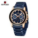 New REWARD Quartz Watches for Men Luxur Watch Stainless Steel Chronograph Luminous Waterproof Date Sport Man Wristwatch
