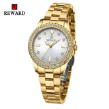 New REWARD Top Brand Luxury Watch for Women Japan Movement Stainless Steel Dress Wristwatch Waterproof Luminous Quartz Watches