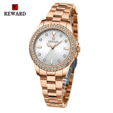 New REWARD Top Brand Luxury Watch for Women Japan Movement Stainless Steel Dress Wristwatch Waterproof Luminous Quartz Watches