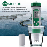 New Salinity Meter 0-199 PPt 6 in 1 PH EC TDS SALT S.G TEMP Aquarium Water Quality Meter ATC Multifunction Conductivity Monitor