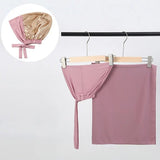 Newest Chiffon Shawl With Matching Undercap Hijab Women Pure Color Jersey Inner Caps Muslim Headband Two-Piece Scarf Set