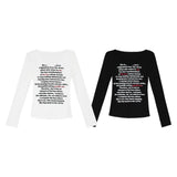 Vintage Printed Round Neck Short Long-sleeved T-shirt