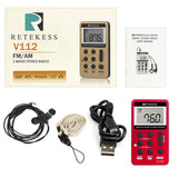 Retekess V-112 red mini radio portable AM FM F9202D
