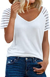 Summer V-neck Mesh Shirt Solid Color Short Sleeve Casual Loose-fitting T-shirt Women