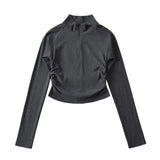 New Stand Collar Half Zip Slim Bottoming Shirt